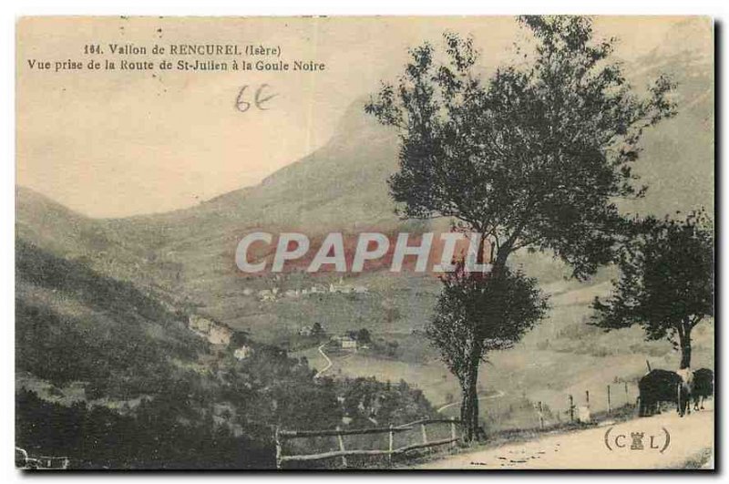 Old Postcard Vallon Rencurel Isere View from the Route de St Julien Ghoul Black