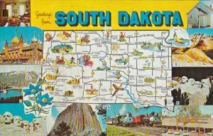 Greetings From South Dakota With Map 1962