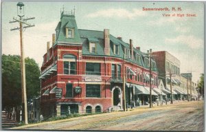 SOMERSWORTH NH VIEW ON HIGH STREET ANTIQUE POSTCARD