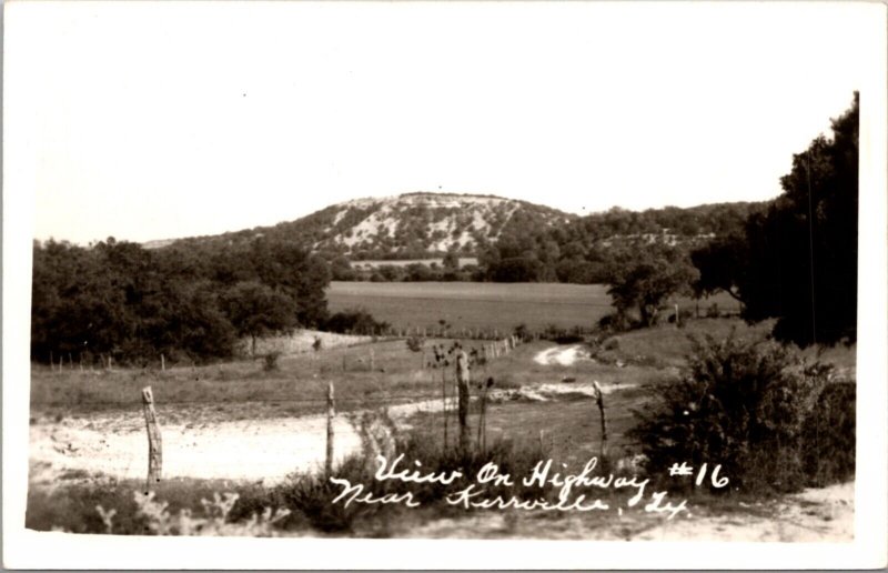 Real Photo Postcard View On Highway #16 near Kerrville, Texas