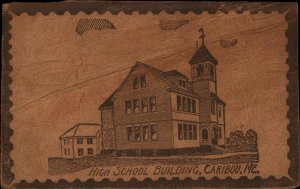 Caribou Maine ME High School Real Leather c1910 Vintage Postcard