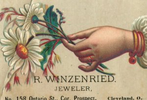 1880's R. Winzenried Jeweler Cleveland, OH. Victorian Trade Card P109