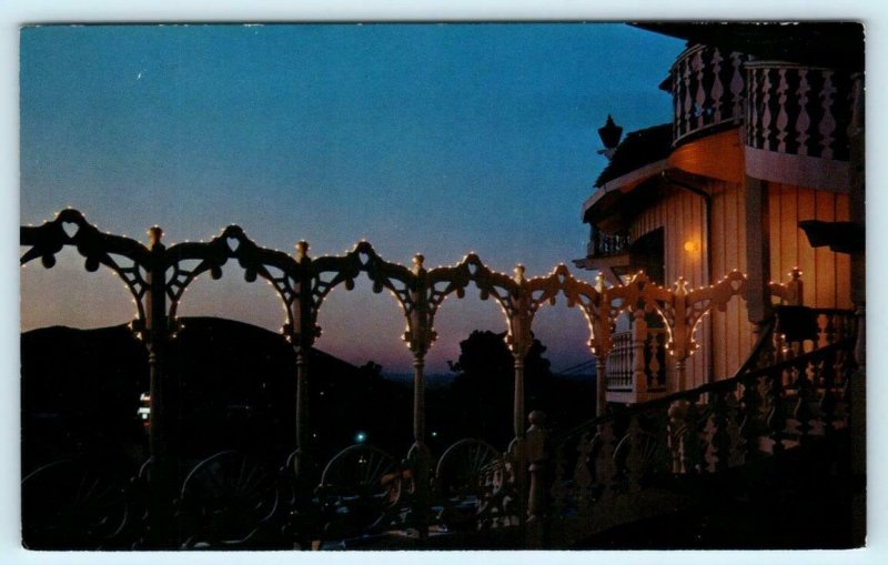 SAN LUIS OBISPO, CA ~ Hilltop Motel MADONNA INN Night Roadside c1970s Postcard