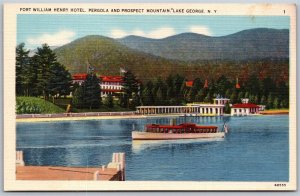 Vtg Lake George NY Fort William Henry Hotel Pergola 1930s Postcard