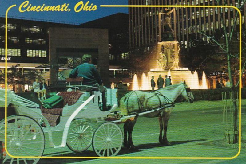 Ohio Cincinnati Fountain Square With Horse and Carriage