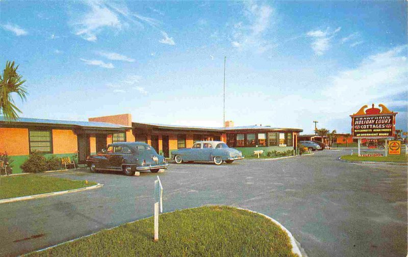 Crawford's Holiday Court Motel Cars St Augustine Beach Florida postcard