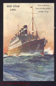 RED STAR LINE TRIPLE SCREW BELGENLAND ANTIQUE VINTAGE CRUISE SHIP POSTCARD