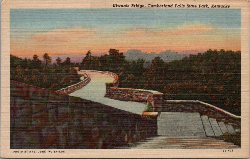 Kiwanis Bridge Cumberland Falls state Park KY Postcard PC498