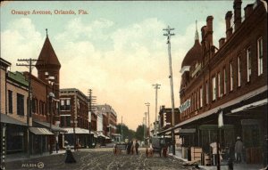 Orlando Florida FL Orange Ave Street Scene c1910 Vintage Postcard