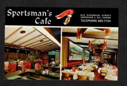 BC Sportsman's Cafe VANCOUVER BRITISH COLUMBIA Postcard