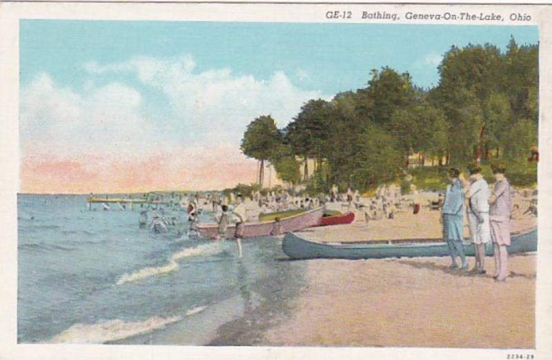 Ohio Geneva-On-The-Lake Bathing Beach Scene Curteich