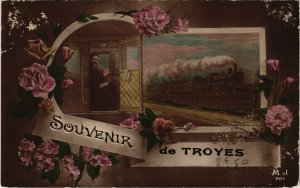 CPA TROYES - Souvenir locomotive fleurs (71900)