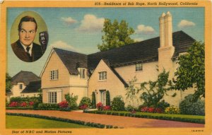 Residence of Bob Hope, North Hollywood, California Vintage Linen Postcard