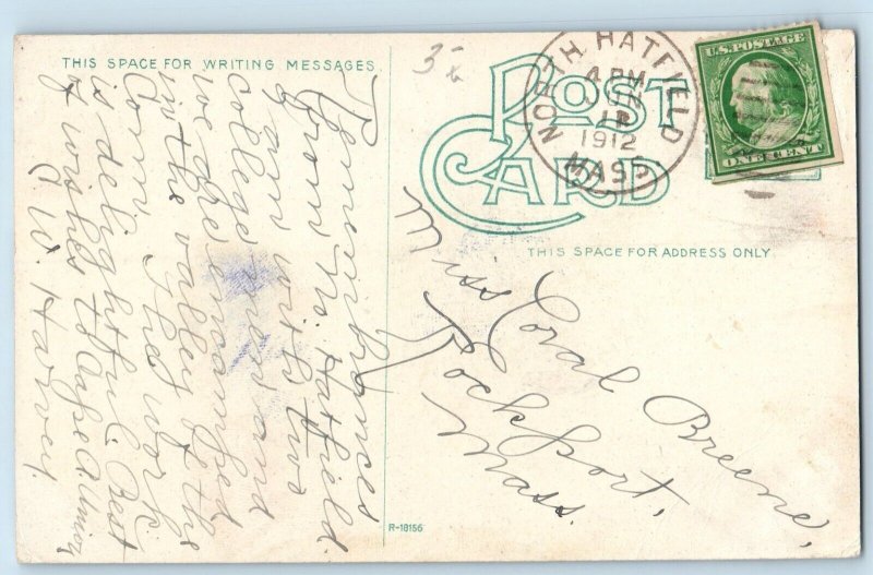 Northampton Massachusetts MA Postcard Hockanum Ferry Mt. Holyoke c1912 Vintage