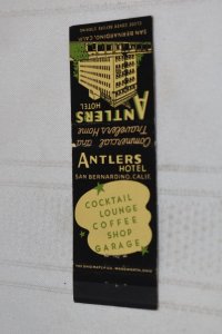 Antlers Hotel San Bernardino California 20 Strike Matchbook Cover