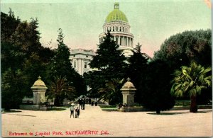 Vtg Postcard c 1909  Entrance to Capitol Park Sacramento CA -  Newman Pub Unused