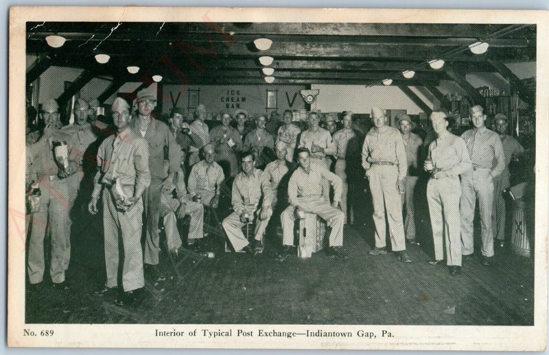 c1940s Indiantown Gap, PA Military Soldier Men Drinking Beer Ice Cream Army A190