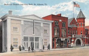 St Ablans Vermont Bellevue Theatre and City Hall Vintage Postcard JG236686
