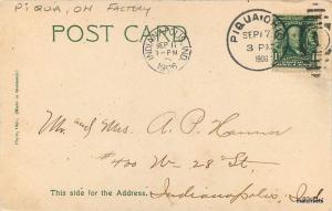 1906 Piqua Ohio Factory Atlas underwear birdseye undivided postcard 8193