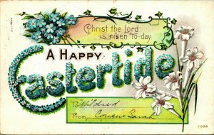 Large Letter Floral A Happy Eastertide Embossed 1911 DB Postcard E3