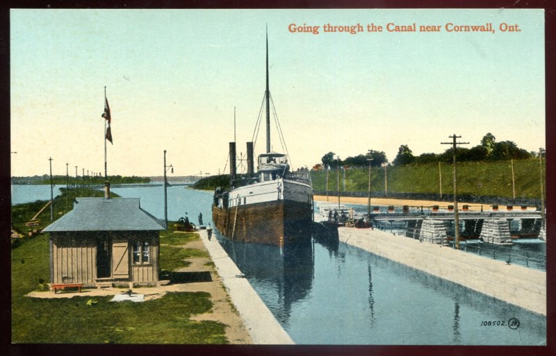 dc1534 - CORNWALL Ontario 1920s Steamer in Canal