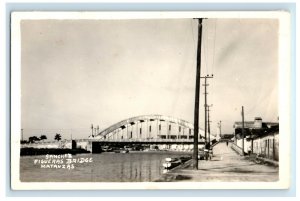 Early Sanchez Figueras Bridge Matanzaz Cuba Real Photo RPPC Postcard (C13)