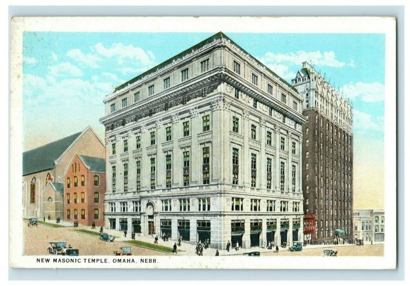 New Masonic Temple. Omaha, Nebr. Vintage Postcard P87 