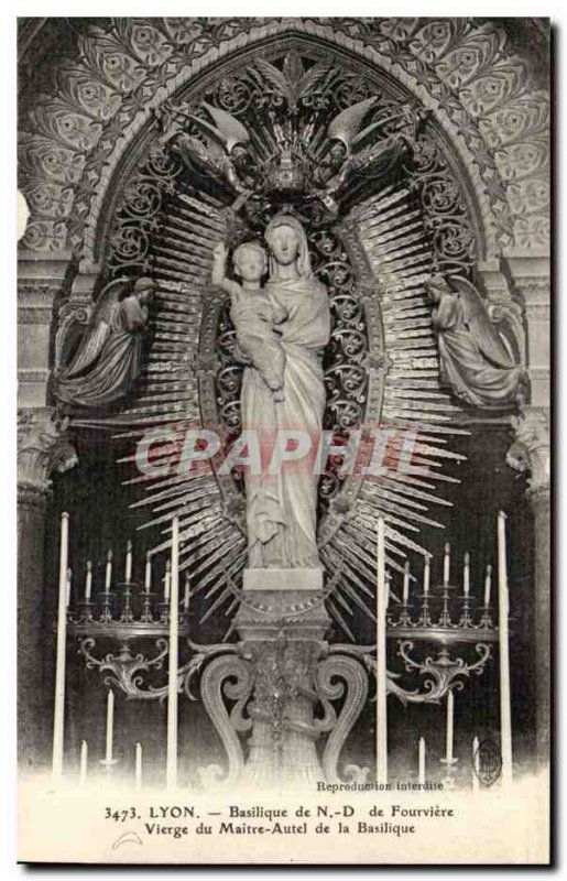 Lyon Postcard Old Basilica of ND Fourviere Virgin of the high altar of the ba...