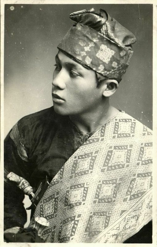 indonesia, SUMATRA, Native Batak Man with Weapon (1920s) RPPC Postcard
