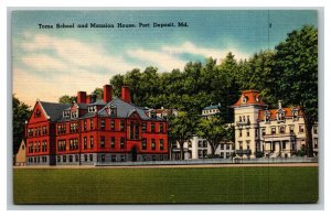 Vintage 1930's Postcard Tome School & Mansion House Port Deposit Maryland