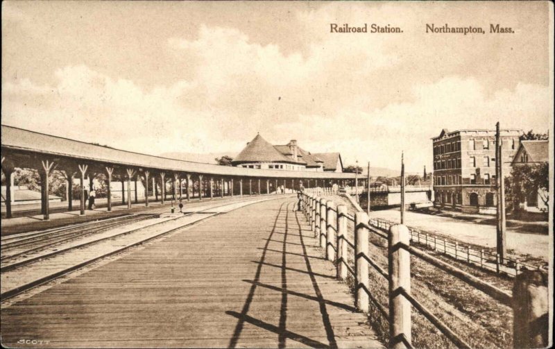 NORTHAMPTON MA Railroad Train Station Old Postcard