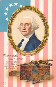 US Patriotic 1917 George Washington Camp Chest Flag embossed postcard B985