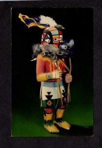 Hopi Kachina Doll Driftwood & Dyes Indians Mask Costume Postcard Indian Culture