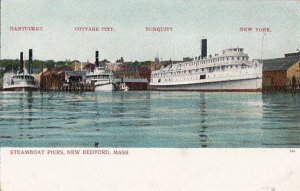 Postcard Steamboat Piers New Bedford MA