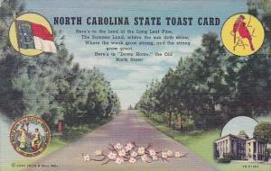 North Carolina State Toast Card The Tar Heel State North Carolina 1946