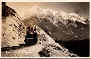 Real Photo Postcard Railroad Train Mt. Chancellor British Columbia Canada