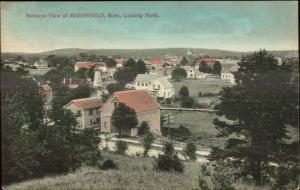 Marshfield MA Birdseye View North 1908 Used Green Harbor Cancel Postcard