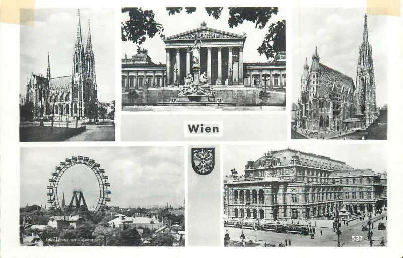 Post card Austria Wien multi view emblem crest