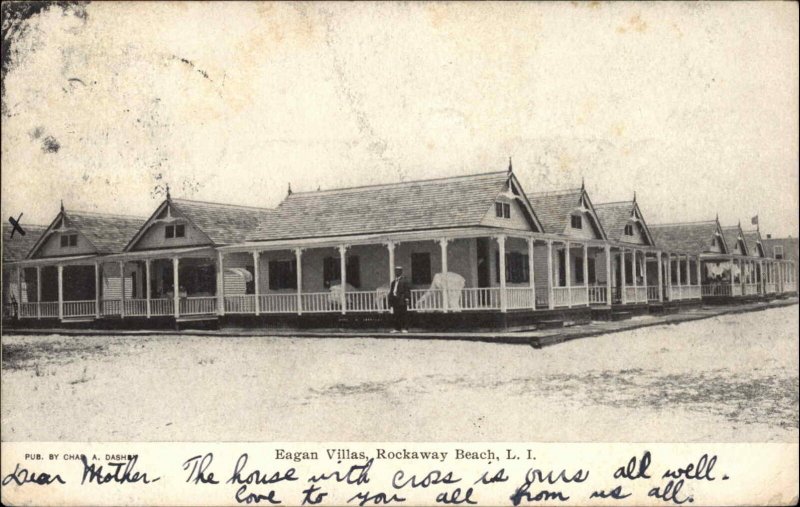 Rockaway Beach Long Island NY Eagans Villas c1905 Postcard