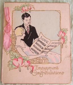 1931 ENGAGEMENT GREETINGS VINTAGE POSTCARD