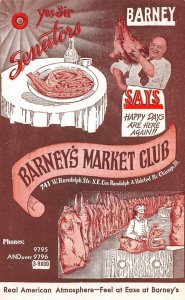 Chicago Illinois Barney's Market Club Restaurant Butcher Postcard AA15645