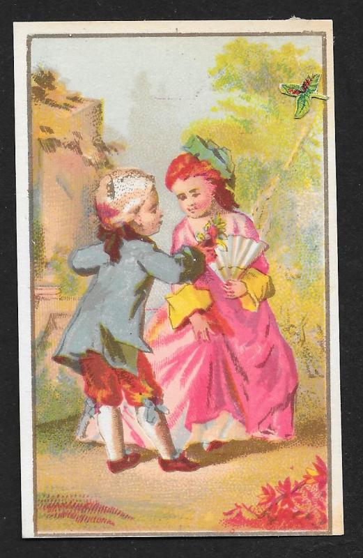 VICTORIAN TRADE CARDS (4) Stock Cards Dressed up Kids in Various Activities