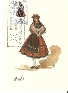 Spain Regional Costumes twelve (12) modern Spanish PC with first day stamped s