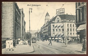 h2237 - NORWAY Oslo/ Kristiania Postcard 1910s Karl Johansgate. Tram