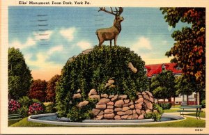 Pennsylvania York Penn Park Elks Monument 1944