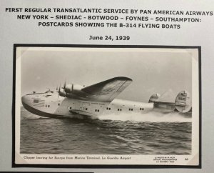 Mint Real Picture Postcard Pan American Clipper Leaving For Europe La Guardia 