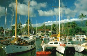 Vintage Postcard Lahaina Yacht Harbor Island of Maui Whaling Port Honolulu, HI