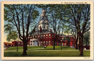 Annapolis Maryland, Colonial State Capitol House, Lawn Grass, Vintage Postcard