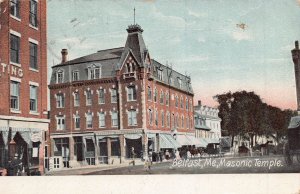 BELFAST MAINE~MASONIC TEMPLE~1909 POSTCARD