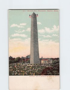 Postcard Bunker Hill Monument Boston Massachusetts USA